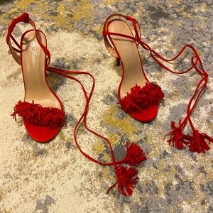 Amazon red strappy sandal